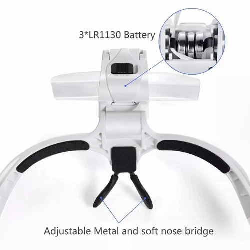Magnifying Glass LED Light Head Loupe Jeweler Watch Bright Magnifier with 5 Lens - Picture 10 of 13