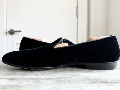 PHINEAS COLE BLACK VELVET LOAFERS SLIPPERS $500 12 TUXEDO  display picture 1