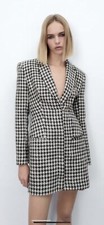 100 Authentic ZARA Houndstooth Structured Blazer Dress Size: XS
