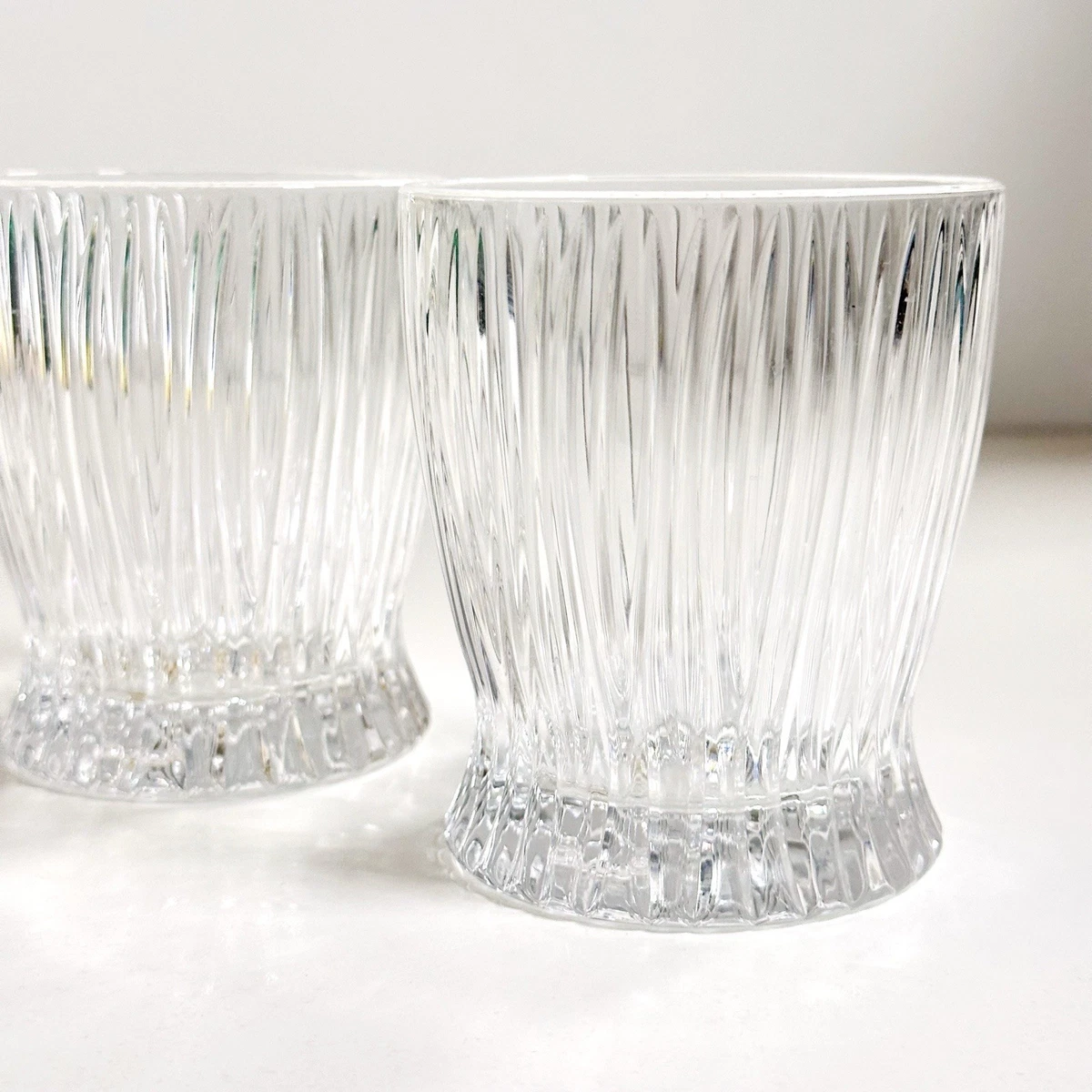 Riedel Crystal Ribbed Tumbler Glasses Pair Clear Fluted Drinking Glasses