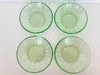 Anchor Hocking Green Uranium Glass Block Optic Cereal Bowls, Set of 4