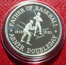 Father of Baseball-Abner Doubleday $5 Coin-Australia Hutt River 1 oz.999 Silver