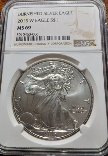 2013 w burnished silver eagle Ngc Ms69