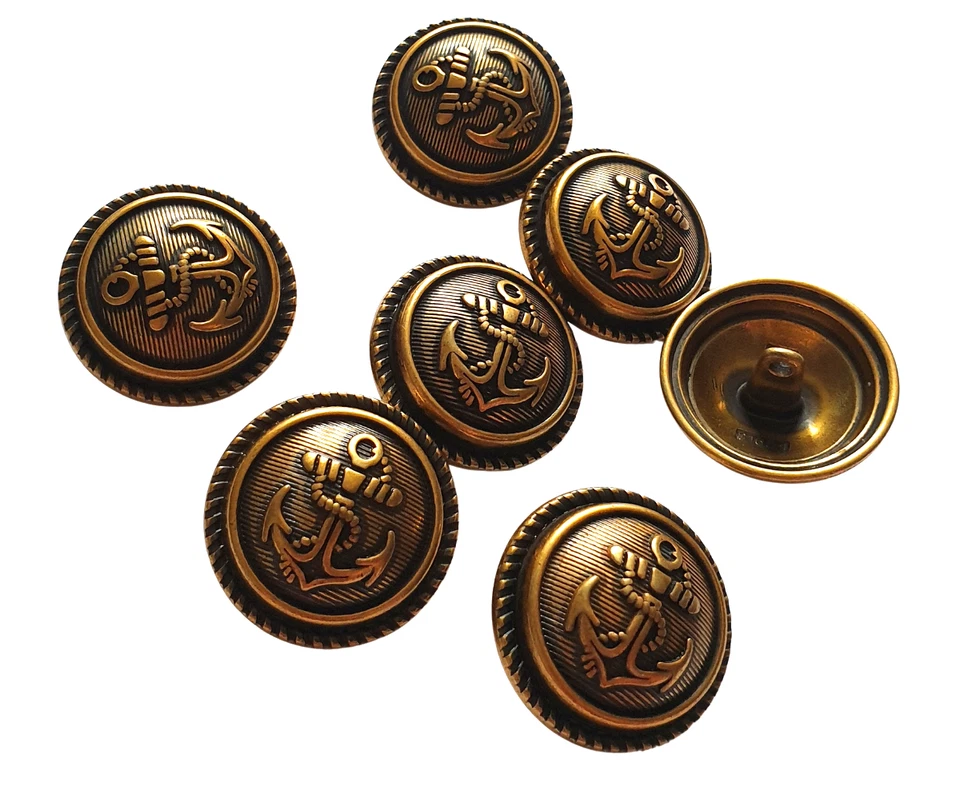 5 Knöpfe gold Metall 20mm 23mm 25mm Anker Jacken Uniform Metallknöpfe maritim - Bild 3 von 3