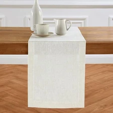  Linen Table Runner 54 Inch - 100% Pure Linen 14 x 54 Inch - Solid Light Flax