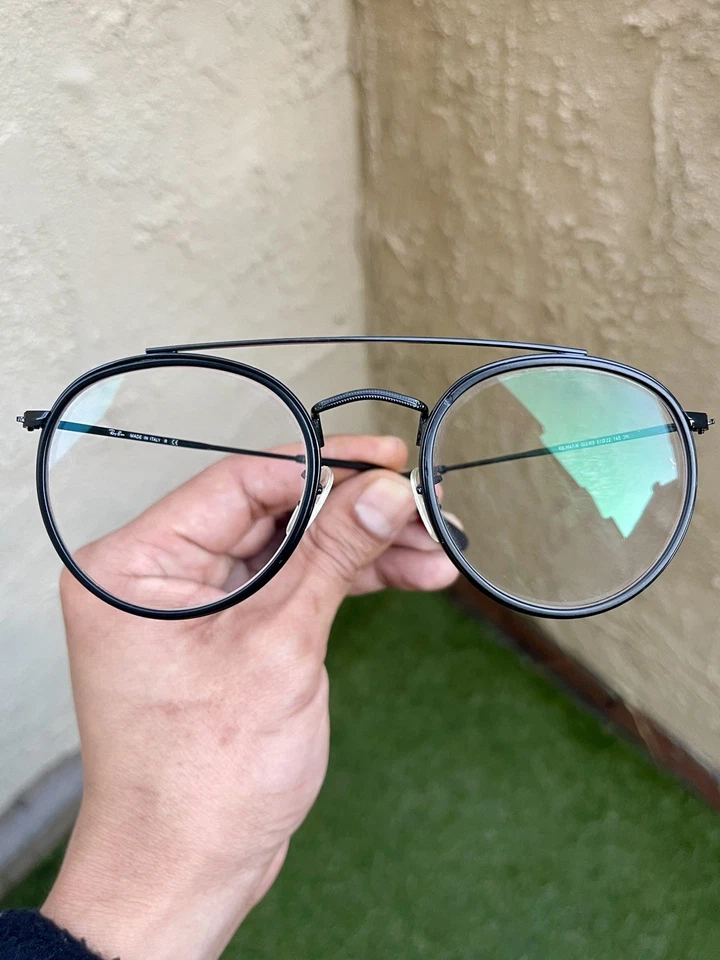 Nuevo con etiquetas Auténtico Ray Ban Redondo Doble Puente Metal Rb3647-N 3647 Negro Transparente 51/22 Foto 2 de 4