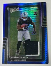 Ashton Jeanty 2025 Panini Donruss Optic Threads Patch Blue Hyper Prizm