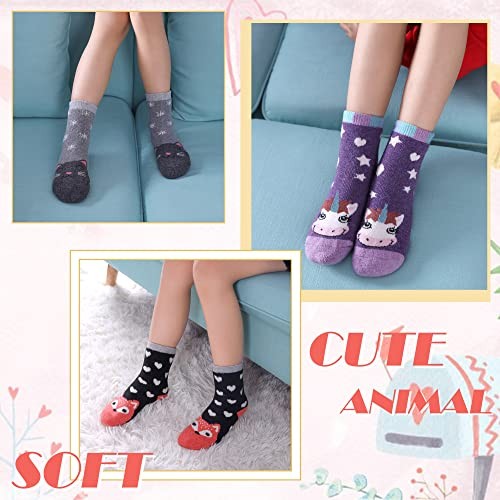  Kids Merino Wool Hiking Socks Toddlers Boys Girls 4-7 Years 6 Pairs Animal