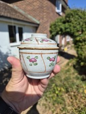 Nice Chinese Antique For Thai Market Bencharong  Lidded pot 3.25" AF 