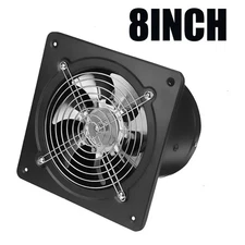 8" Exhaust Fan Ventilation Extractor Fan Kitchen Vent Blower Wall Mount Black