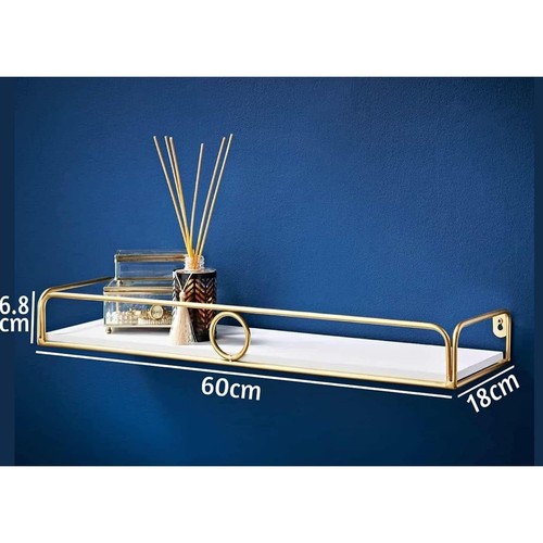 Estante de pared flotante de 60 cm con anillo dorado baño cocina Reino Unido - Imagen 2 de 2