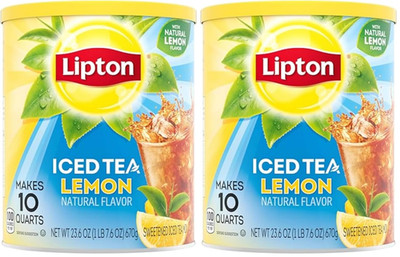 Lipton Lemon Iced Tea Mix,Sweetened,Makes 10 Quarts,(Pack of 2)