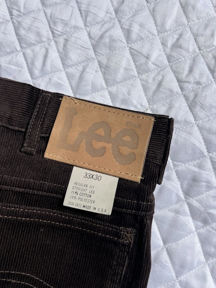 NOS Vintage Lee Riders Brown Corduroy Reg Fit Straight Leg Pants Size 33x30 - Image 4 of 4