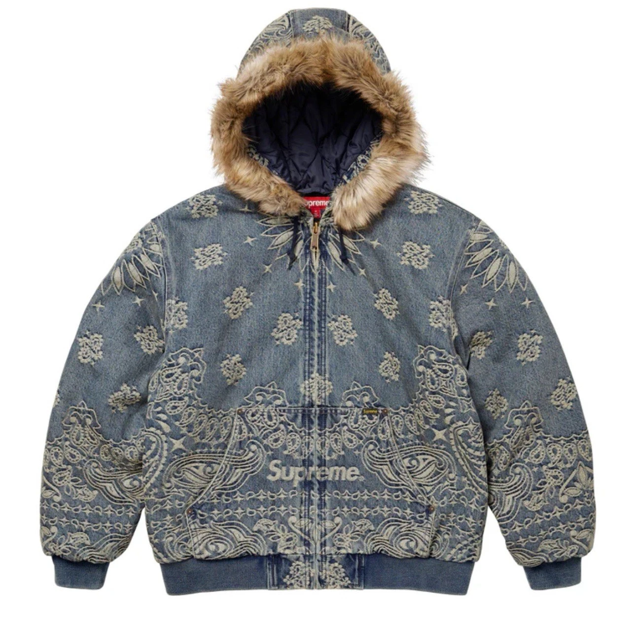 Veste de travail à capuche en denim jacquard Supreme Bandana