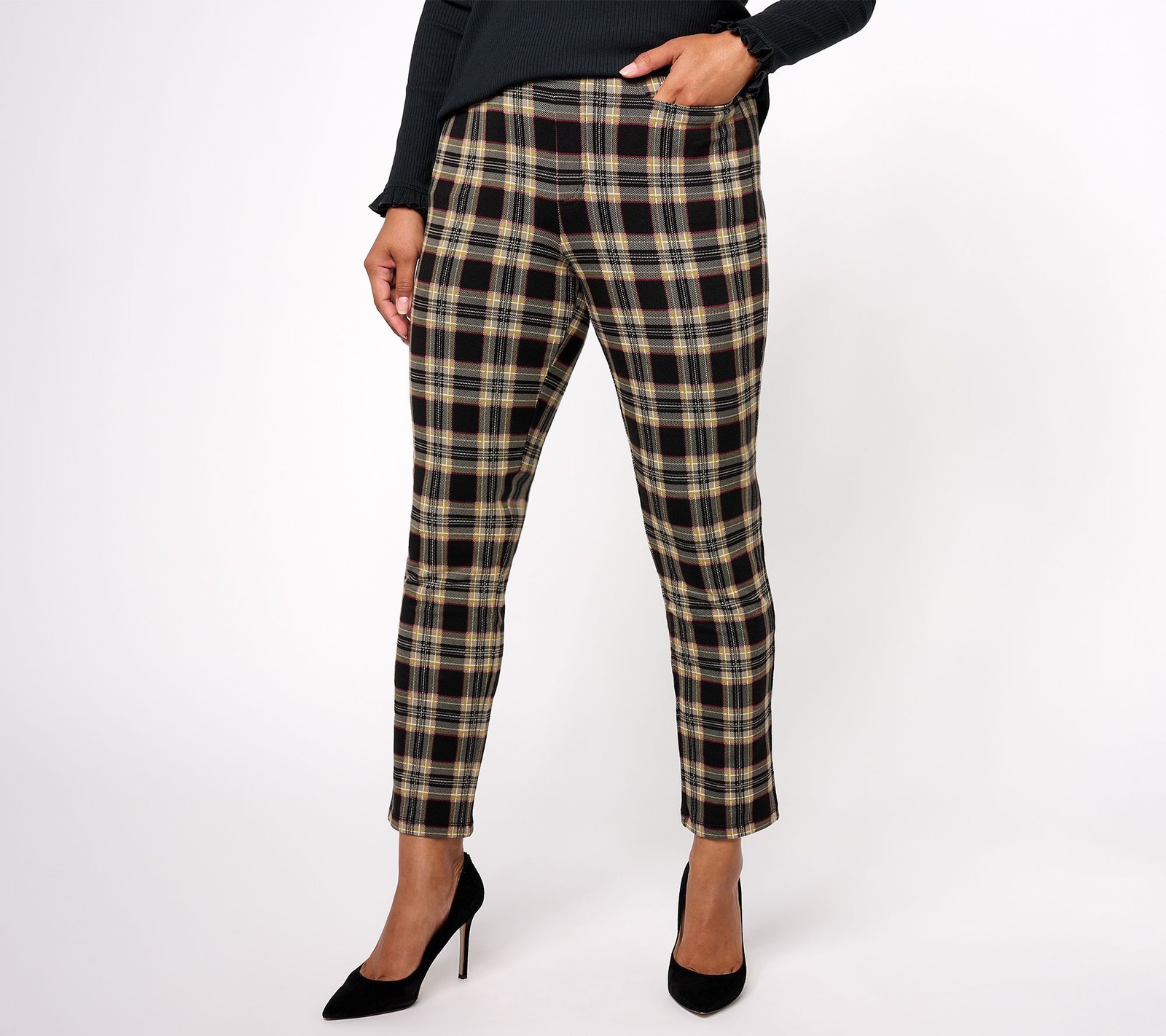 Susan Graver Women's Petite Pants PXL Weekend Printed French Knit White A618819