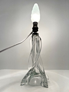 Grand pied de lampe verre cristal Vintage Ancien TBE ( Cable neuf 2 40 mètres )