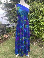 Vintage Off The Shoulder Lauhala Hawaiian Maxi Dress Style 4058 Size XS-S