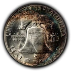 1955 50c Franklin Silver Half Dollar - Rainbow Crescent Toning BU- VIDEO - H3747