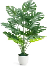 Der Rose 28" Fake Plants Large Artificial Monstera Faux Potted Plants Indoor Tal