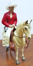 VTG 1950s Hartland Plastics 800 Series Red Shirt Cowboy Horse Saddle Figure Hat