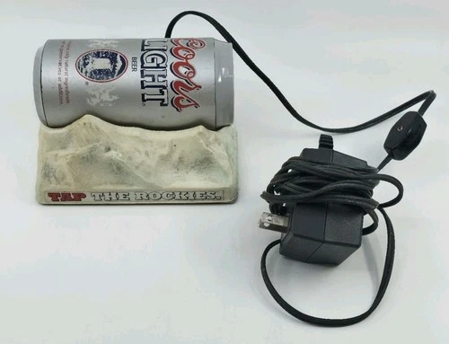 Vintage Coors Light Tap The Rockies Lighted Beer Can Mountain Base Bar Sign Lamp