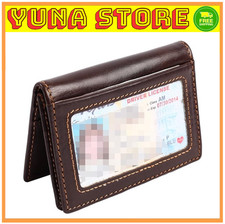 Easyoulife RFID Mens Slim Front Pocket Wallet Genuine Leather Bifold Coffee