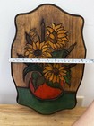 Vtg Hand Carved Wood Sunflower Cattail Wall Plaque Signed 1983 Boho Folk Cottage — photo 9