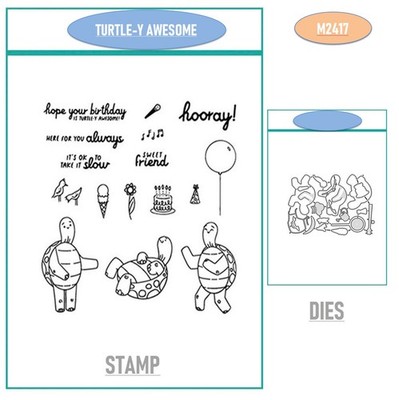 TURTLE-Y AWESOME Dies and Stamps Scrapbook DIY Handmade Greeting Card Making