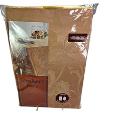 Autumn Harvest Tablecloth Gold 60 x 120 Damask Oblong Soil Release Home Decor Nw