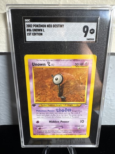 Unown [L] (1st Edition) graded SGC 9 for sale on eBay