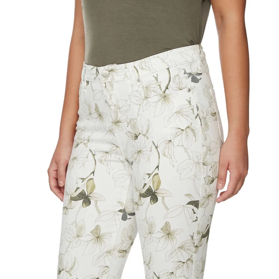 Buffalo Womens Tencel Blend Ankle Pant | White Ivory Floral | Size-12/32 - Image 2 of 4
