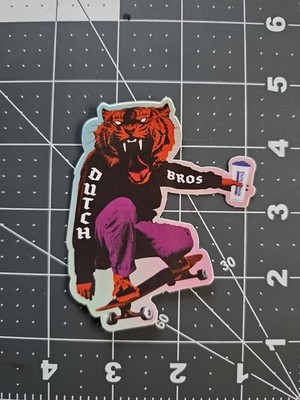 Dutch Bros 2022 Grand Opening Skateboarding Tiger Sticker