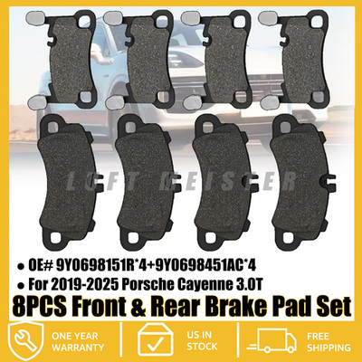 8PCS Front & Rear Brake Pad Set 9Y0698151R For 2019-2025 Porsche Cayenne 3.0T