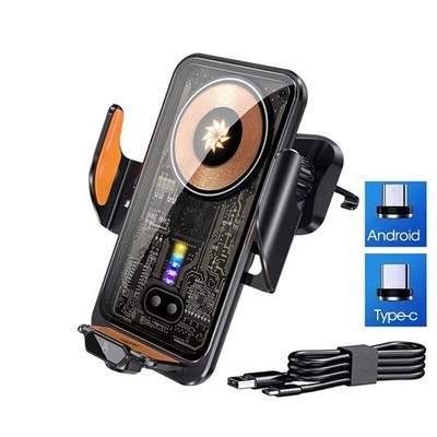Automatic Air Vent Phone Holder with 66W Wireless Charger Built-in Battery Stabl