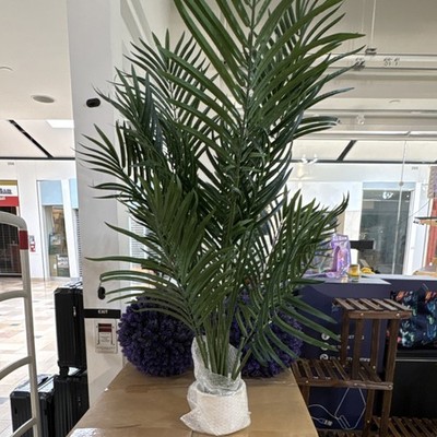 Artificial Palm Tree Green Plastic Houseplant Decorative Tropical Decor 4ft tall