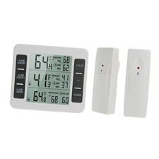 Digital Refrigerator Thermometer 2 Sensor Temperature Monitor Gauge Alarm