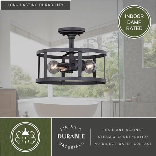 Vaxcel Lighting C0186 Akron 2 Light 12"W Semi-Flush Ceiling - Bronze - Picture 6 of 9