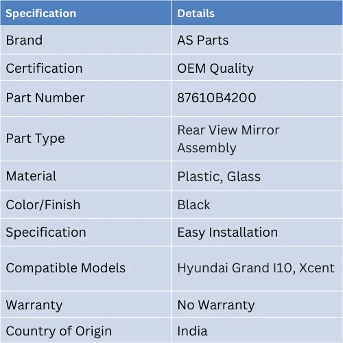 Genuine For Hyundai Grand I10, Xcent - Left Outside Rear View Mirror Assembly - Image 2 of 4
