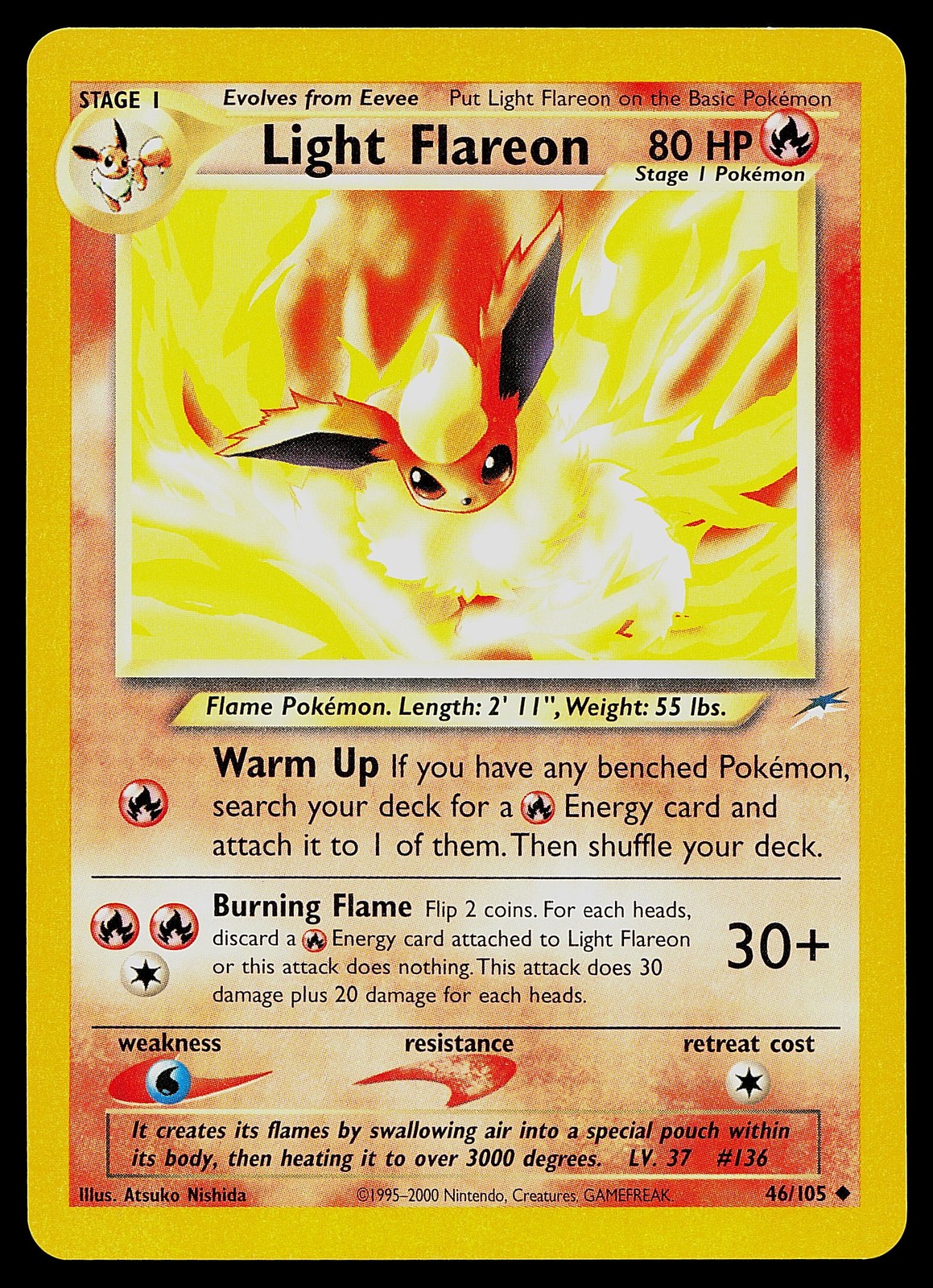 Pokemon Card - Light Flareon Neo Destiny 46/105 Uncommon