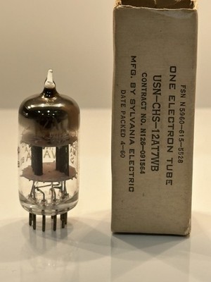 Sylvania 12AT7WB USN-CHS Triple Mica Tube   TV-7: 78/82 Strong   1960 Mil Spec