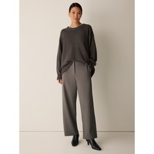 Eileen Fisher Women's Washable Flex Ponte Wide-Leg Pant, Cobblestone