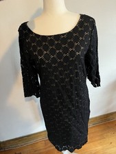 Ronni Nicole Dress Womens Black Lace Overlay Lined Little Black Dress Size 16