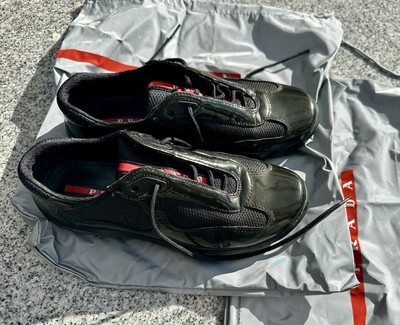 Prada America s Unisex PR3163 Patent Leather and Nylon Black