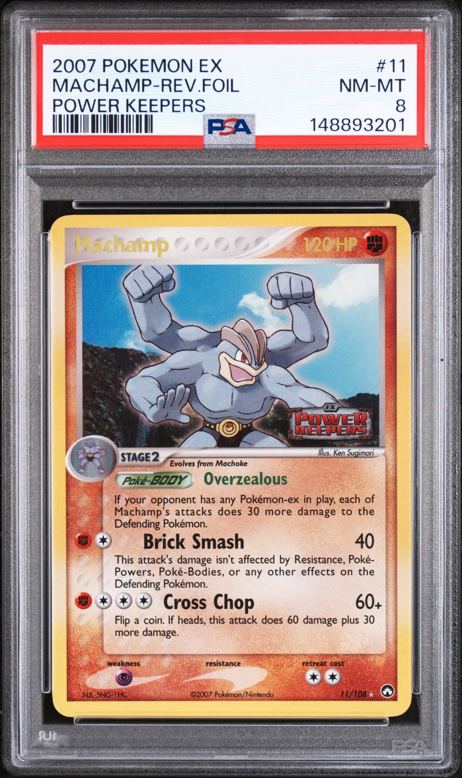 2007 POKEMON EX POWER KEEPERS #11 MACHAMP-REVERSE FOIL PSA 8