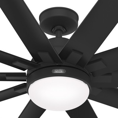 Hunter Fan 72 in Casual Matte Black Outdoor Ceiling Fan with Light and 10 Blades