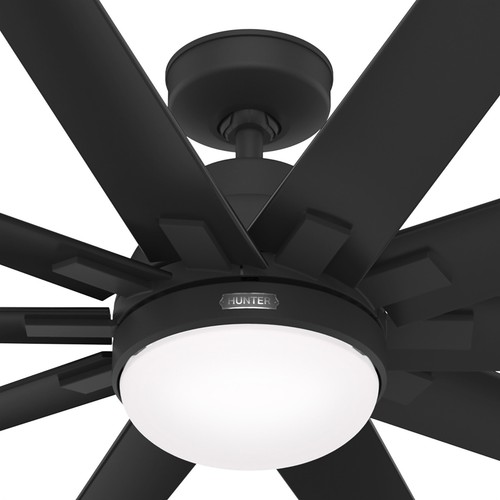 Hunter Fan 72 in Casual Matte Black Outdoor Ceiling Fan with Light and 10 Blades