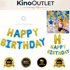 Reusable Happy Birthday Foil Balloon Banner - 15 Pcs Set for Any Celebration