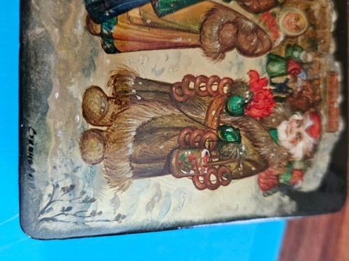 Vintage Russian Lacquerware Box peddler two ladies Fedoskino Soviet Era c1970 - Picture 4 of 6