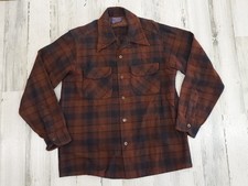 Vintage 60s 70's Pendleton Board Shirt Shadow Plaid Size Medium Made In USA