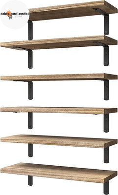 Wood Floating Shelves Set of 6, Shelves for Wall Decor, Farmhouse Shelf for Bedr